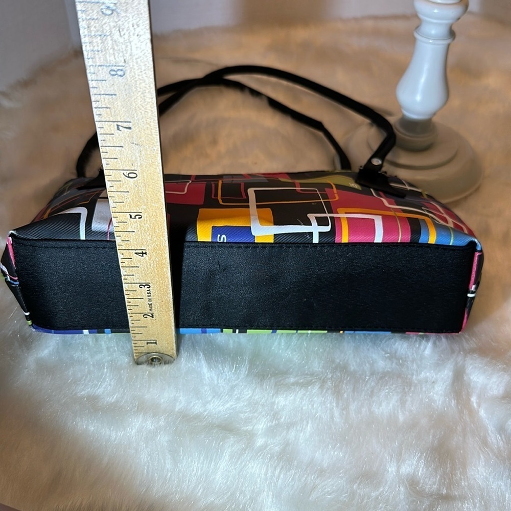 2 pc 90’s abstract sm blk shoulder bag w/ squares,white,orange,green,blue + Ipsy - Picture 5 of 7